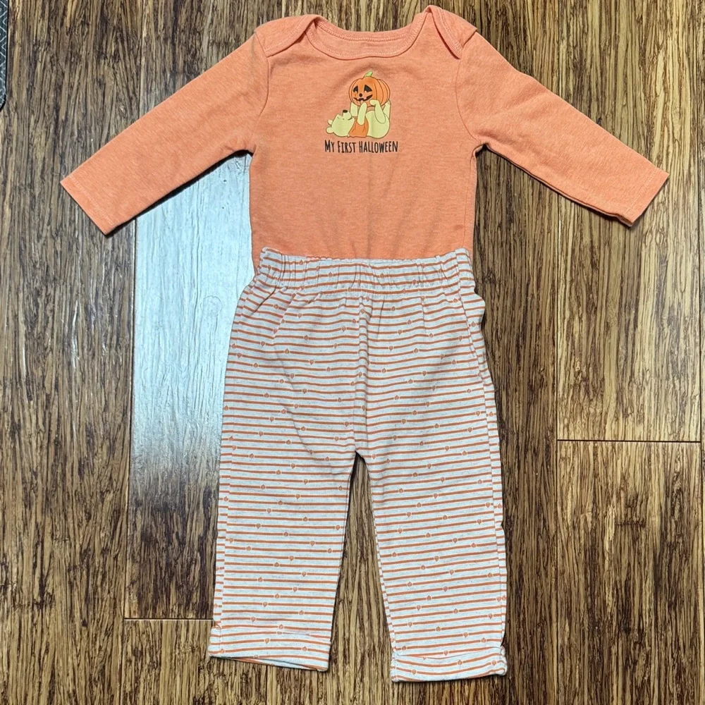 Disney Winnie the Pooh My First Halloween bodysuit matching pants set size 6-9M